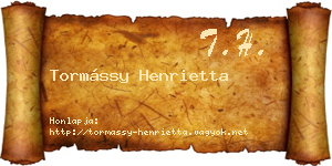 Tormássy Henrietta névjegykártya