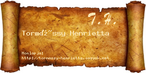 Tormássy Henrietta névjegykártya